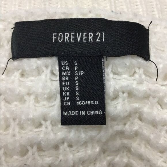 Forever 21 Women’s Open Front Loose Knit Sweater Cardigan, White, size S - Picture 5 of 5